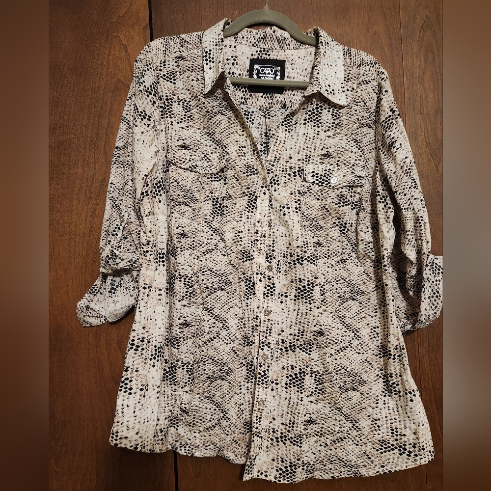 Cato Beige and Black Animal Print Top